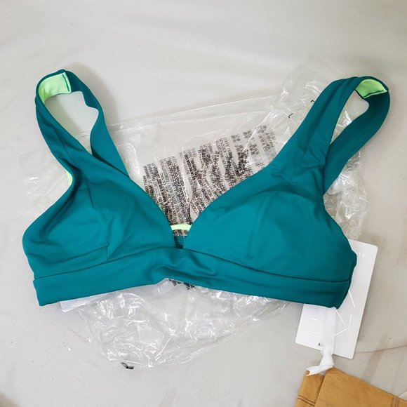 ATHLETA Alicia KEYS DAYBREAK PLUNGE BIKINI TOP xs teal green - Picture 1 of 4